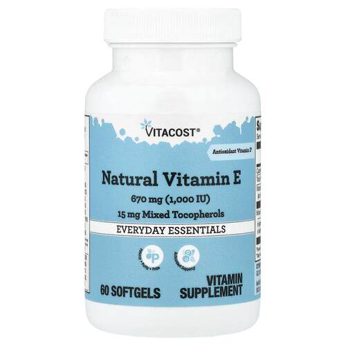 Vitacost,Natural Vitamin E, 60 Softgels