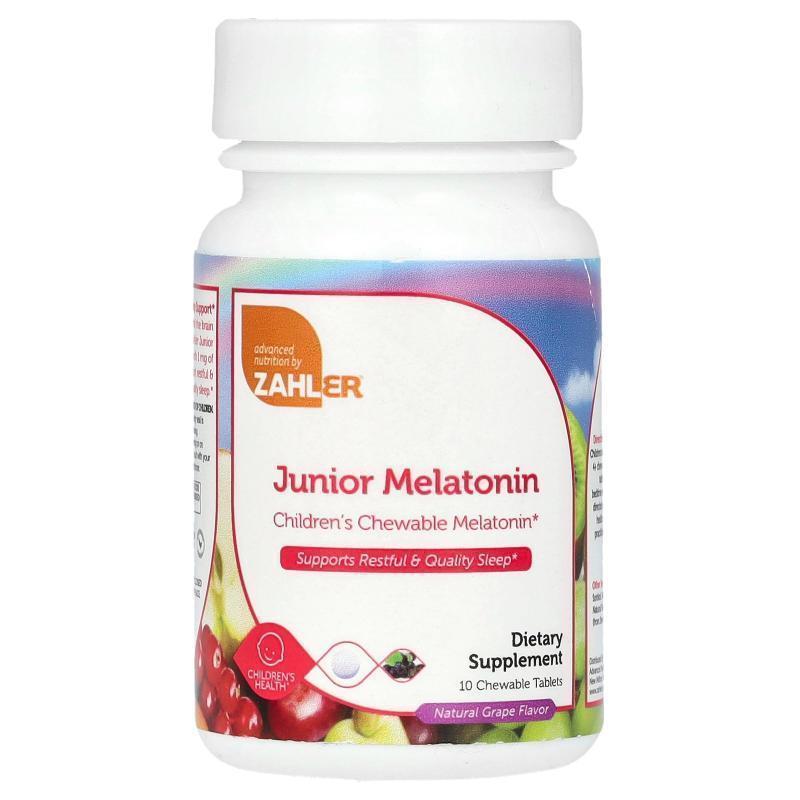 Zahler,Junior Melatonin, Natural Grape, 10 Chewable Tablets