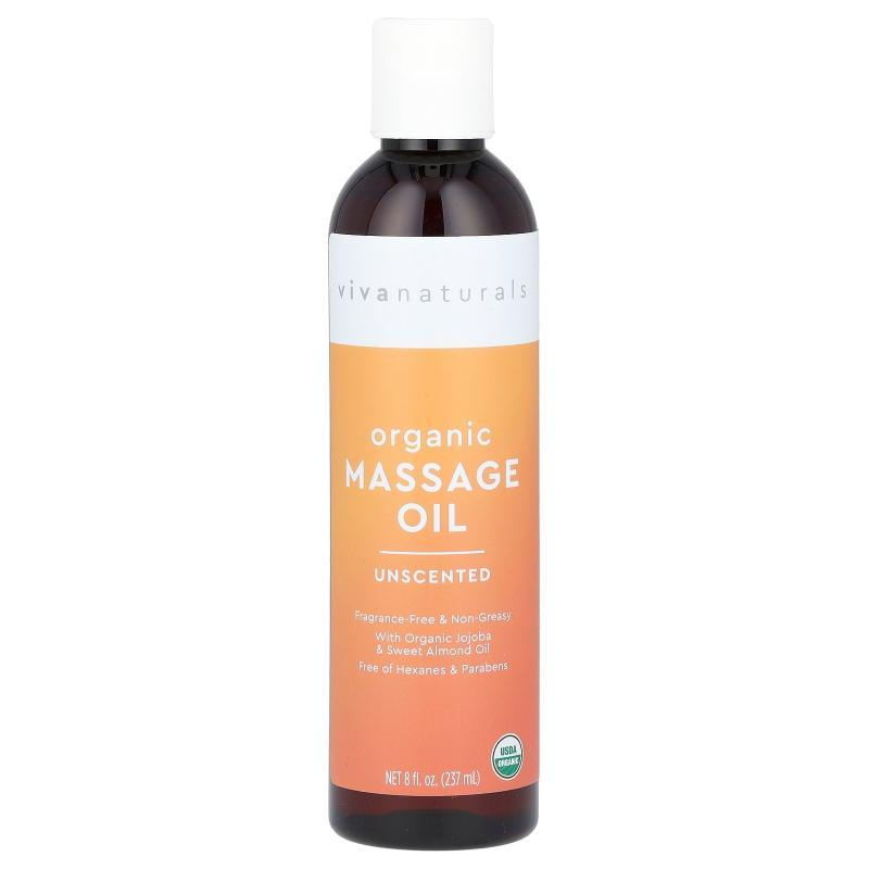 Viva Naturals,Organic Massage Oil, Unscented, 8 fl oz (237 m