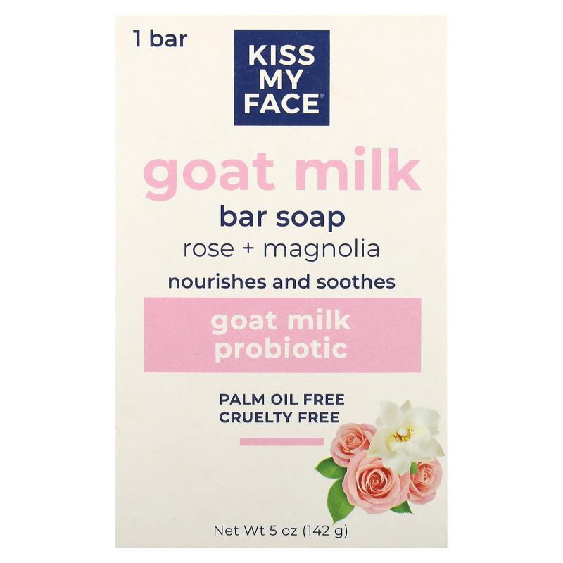 Kiss My Face,Goat Milk Bar Soap, Rose + Magnolia, 5 oz (142