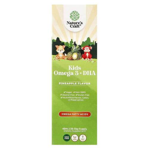 Nature's Craft,Kids Omega 3 + DHA, Pineapple, 2 fl oz (60 ml