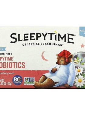 斯乐,Wellness Herbal Tea, Sleepytime Probiotics, Caffeine Fr