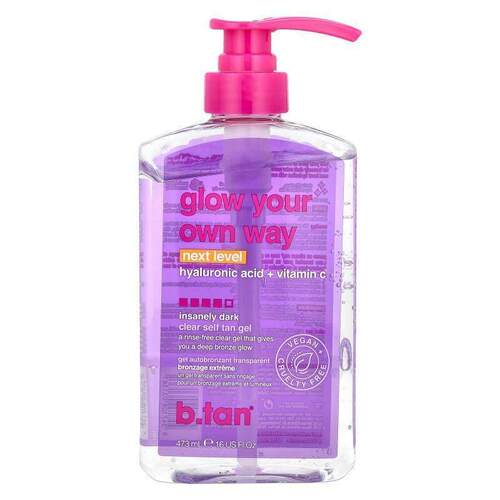 b.tan,Glow Your Own Way, Clear Self Tan Gel, Insanely Dark,