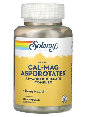 Solaray,2:1 比例 Cal-Mag Asporotates，高级螯合复合物，120 粒