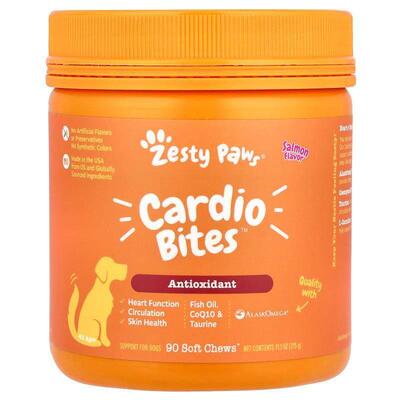 Zesty Paws，Cardio Bites™，适合所有年龄段的狗，鲑鱼，90软口1
