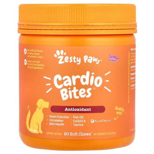 Zesty Paws，Cardio Bites™，适合所有年龄段的狗，鲑鱼，90软口1