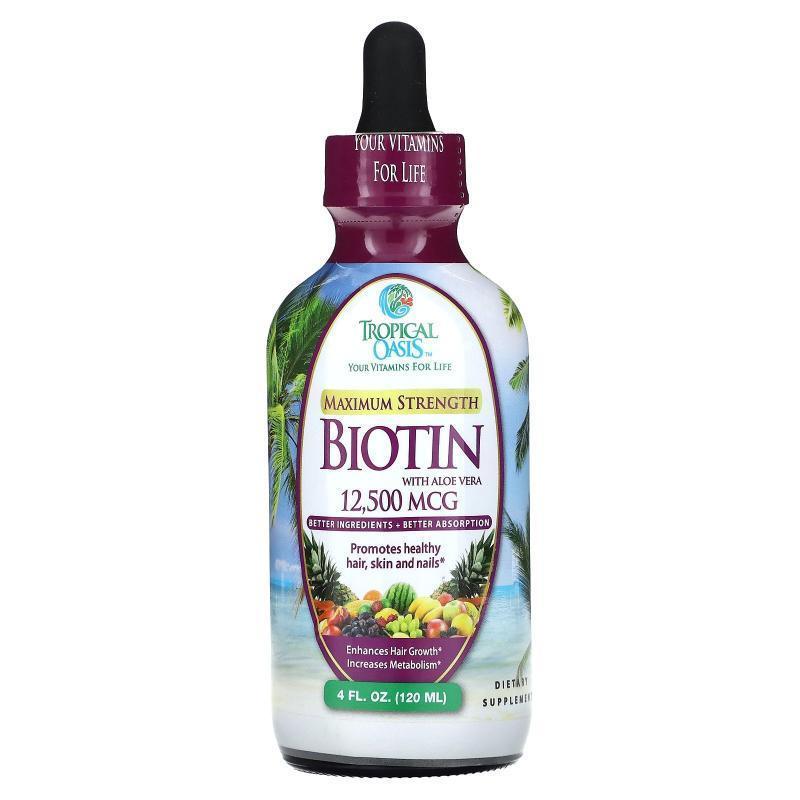 Tropical Oasis,Biotin, Maximum Strength, with Aloe Vera, 12,