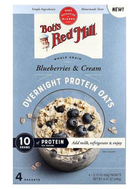 鲍勃红磨坊,Overnight Protein Oats, Whole Grain, Blueberries