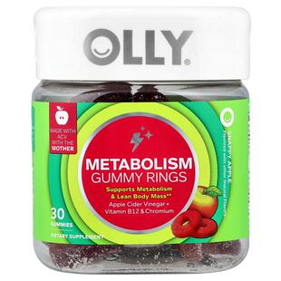 OLLY,Metabolism Gummy Rings, Snappy Apple, 30 Gummies