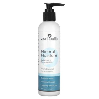 Zion Health,Mineral Moisture, Daily Lotion, White Coconut, 8