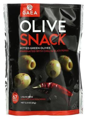 Gaea,橄榄小吃，去核青橄榄，用辣椒与黑胡椒腌制，2.3盎司（65克