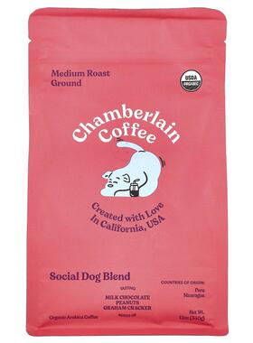 Chamberlain Coffee,Social Dog Blend, Ground, Medium Roast, 1