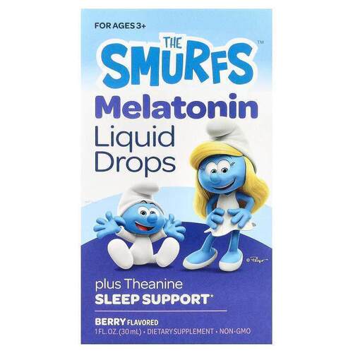 The Smurfs,Melatonin Liquid Drops, Ages 3+, Berry , 1 fl oz