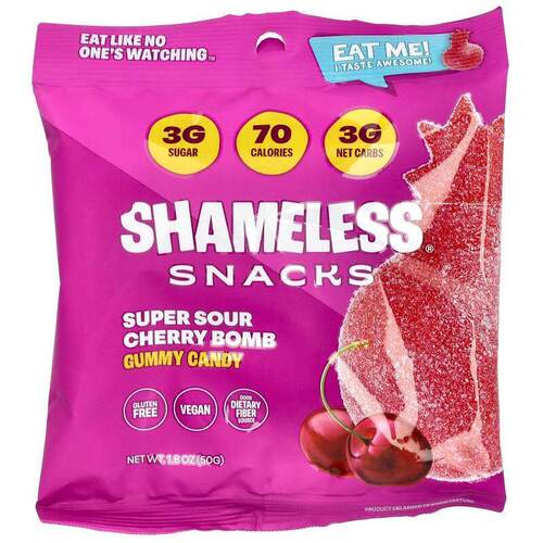Shameless Snacks,Super Sour Gummy Candy,  Blue Raspberry