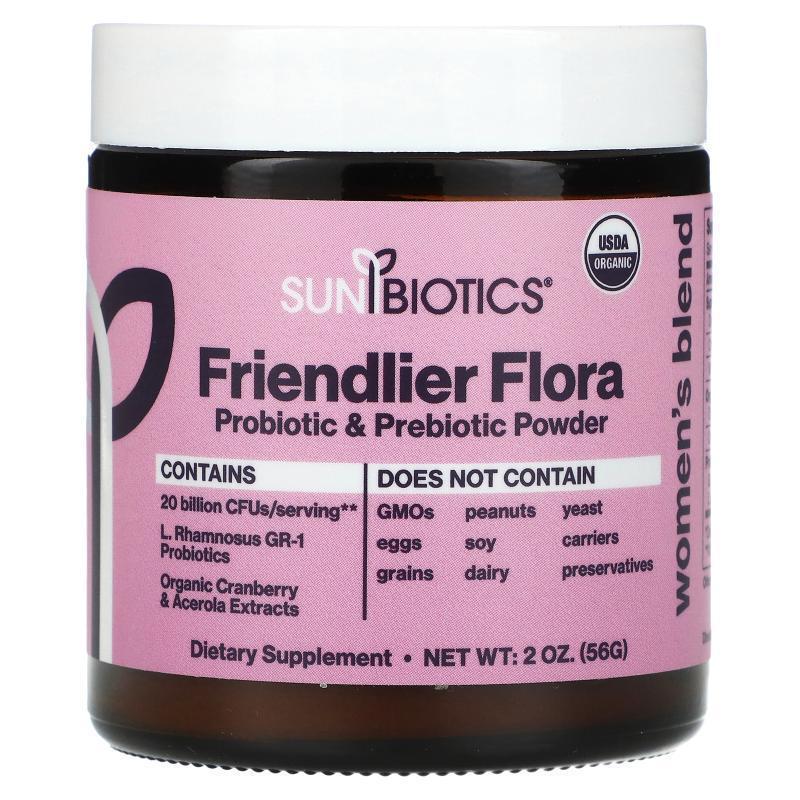 Sunbiotics,Friendlier Flora，女性专用混合物，益生菌和益生元2