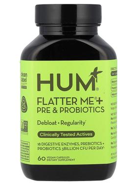 HUM Nutrition,Flatter Me® + 益生元和益生菌，60 粒全素胶囊