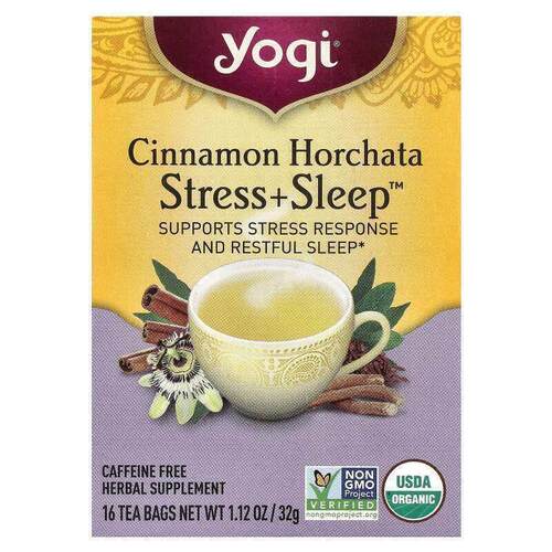 约琪,Stress + Sleep, Cinnamon Horchata, Caffeine Free, 16 Te