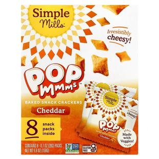 Simple Mills,PopMmms™ Baked Snack Crackers, Cheddar, 8 Packs