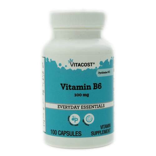 Vitacost,Vitamin B6 Pyridoxine HCl, 100 mg, 100 Capsules