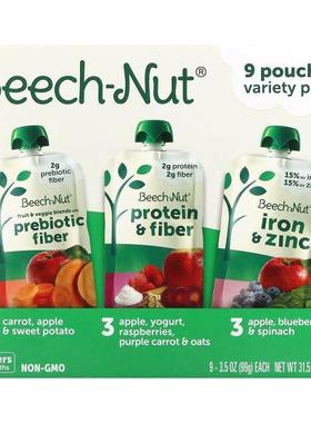Beech-Nut,多种口味，12 个月以上，9 袋，每袋 3.5 盎司（99 克