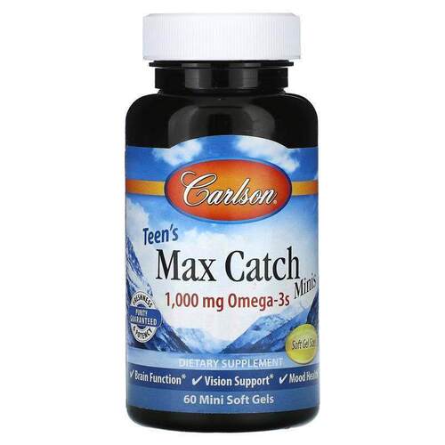 Carlson,Teen's Max Catch Minis Omega-3 补充剂，500 毫克，60