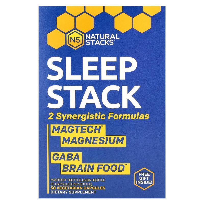 Natural Stacks,Sleep Stack 睡眠支持，2 瓶，每瓶含 15 粒素食