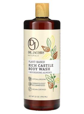Dr.Jacobs Naturals，植物性富卡斯蒂利亚沐浴露+杏仁