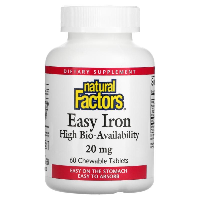 Natural Factors,Easy Iron，20 毫克，60 片咀嚼片