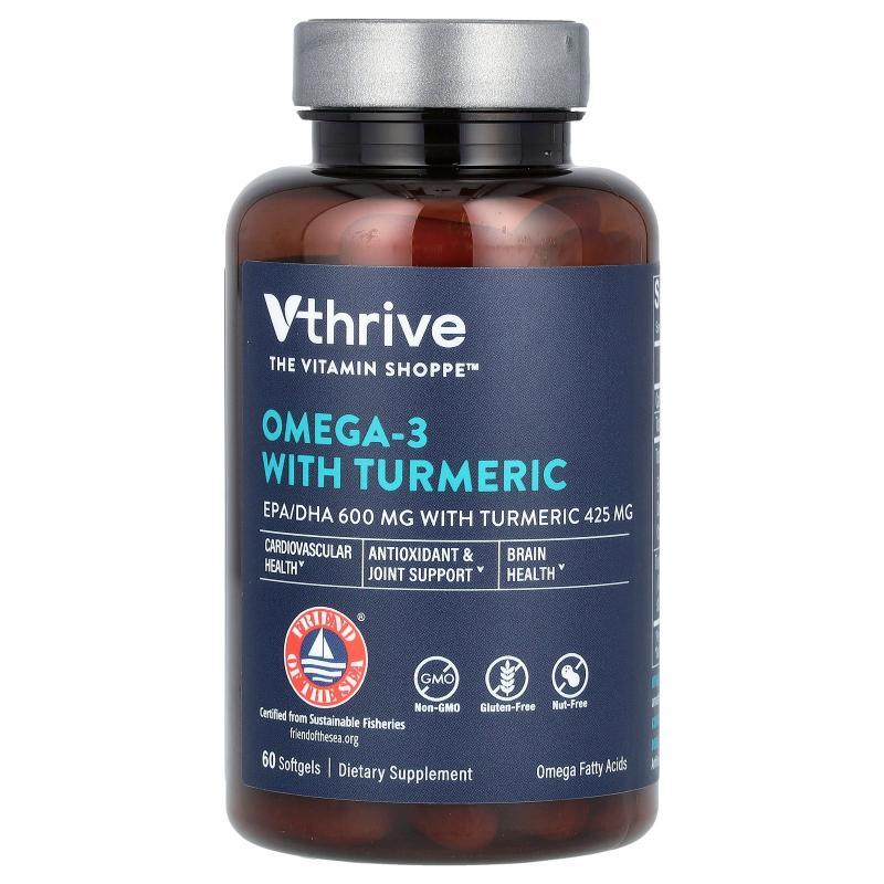 Vthrive,Omega-3 With Turmeric, 60 Softgels