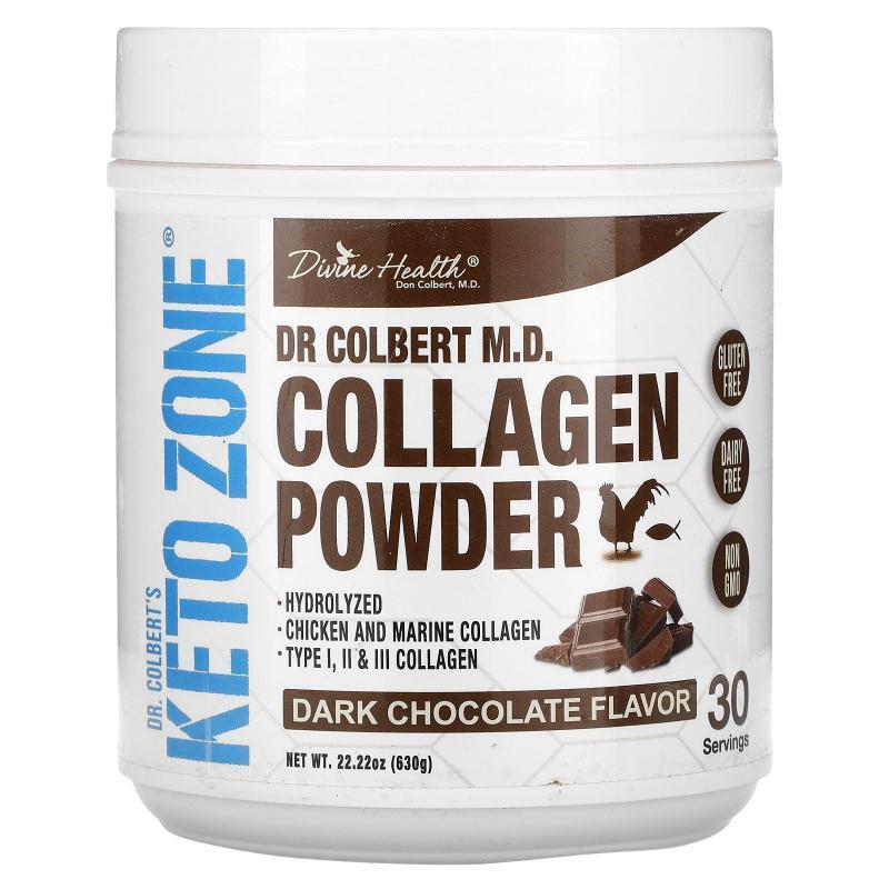 Divine Health,Dr. Colbert's Keto Zone, Collagen Powder, Dark