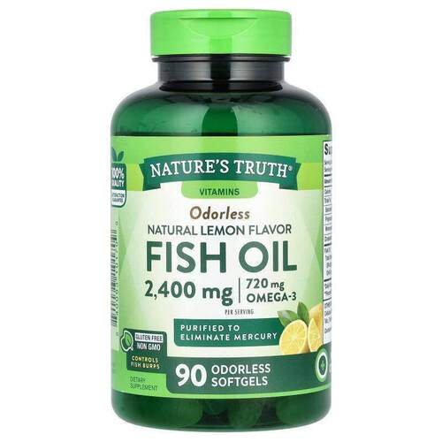 Nature's Truth,Odorless Fish Oil, Natural Lemon, 2,400 mg, 9