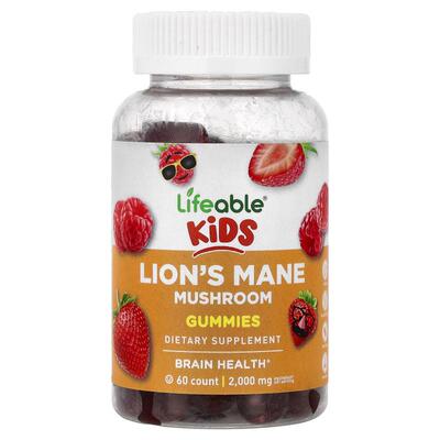 Lifeable,Kids, Lion's Mane Mushroom Gummies, Berry, 60 Gummi