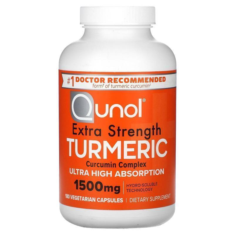 Qunol,Extra Strength Turmeric, 500 mg, 180 Vegetarian Capsul
