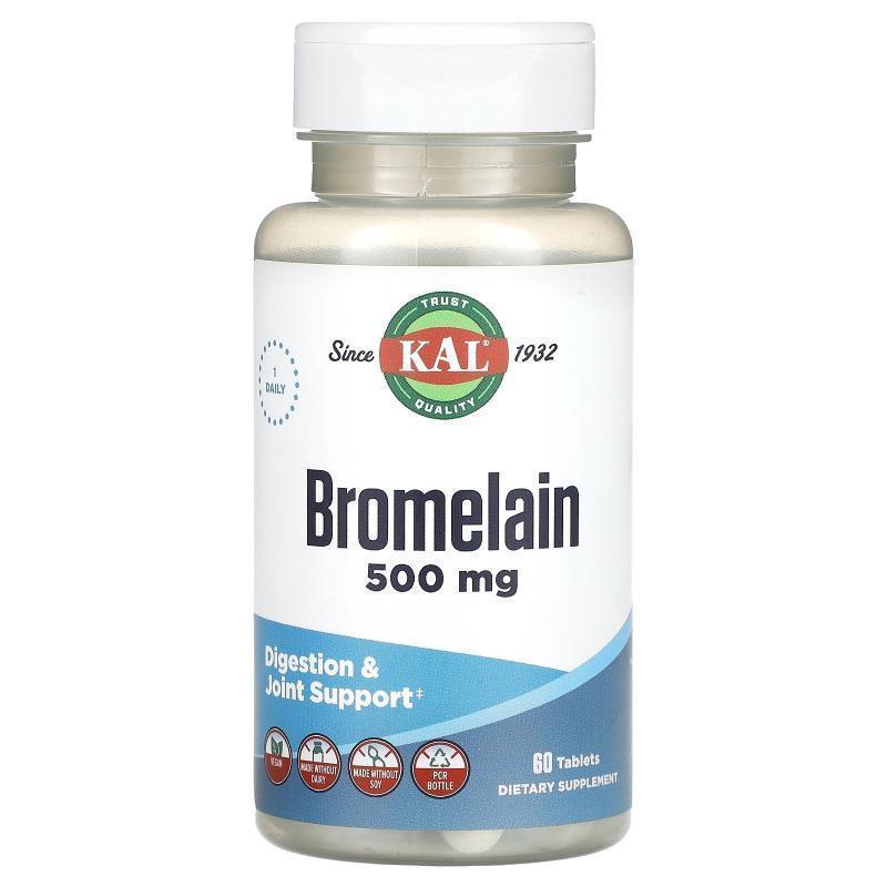 KAL,Bromelain, 500 mg, 60 Tablets