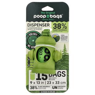 Original Poop Bags,Bag Dispenser + Bags, Green, Unscented ,