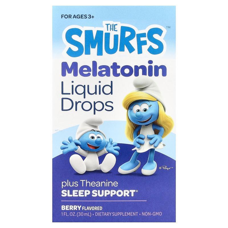 The Smurfs,Melatonin Liquid Drops, Ages 3+, Berry , 1 fl oz