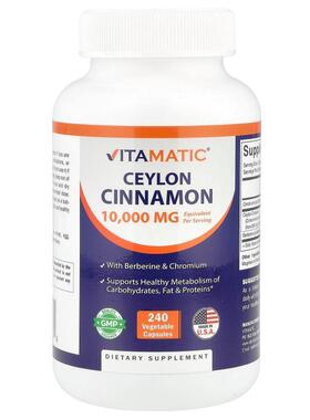 Vitamatic,Ceylon Cinnamon, 10,000 mg, 240 Vegetable Capsules