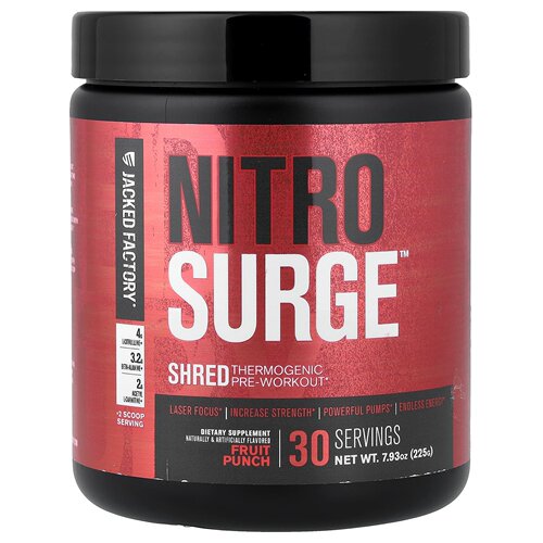 Jacked Factory Nitro Surge无兴奋成分锻炼前配方书房恬静间隙