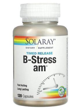 Solaray,Timed Release B-Stress AM，120 粒胶囊
