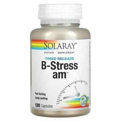 Solaray,Timed Release B-Stress AM，120 粒胶囊