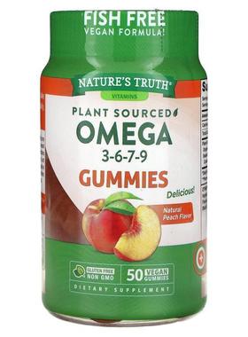 Nature's Truth,Plant Sourced Omega 3-6-7-9 Gummies, Peach, 5