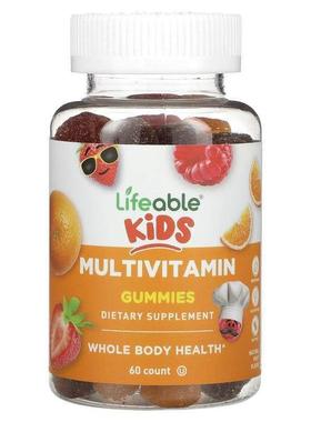 Lifeable,儿童多维生素软糖，天然水果味，60 粒软糖