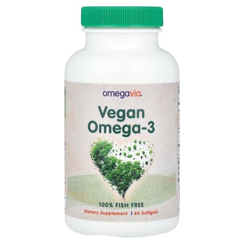 OmegaVia,Vegan Omega-3, 60 Softgels