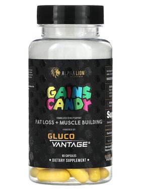ALPHA LION,Gains Candy，Gluco Vantage，60 粒胶囊