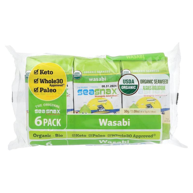 海葵，有机海藻，芥末，6包，0.18盎司（5克）