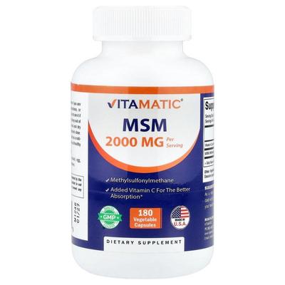 Vitamatic,MSM, 180 Vegetable Capsules