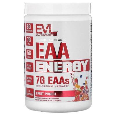 EVL,Essential Amino Acids, EAA Energy, Fruit Punch, 12.6 oz