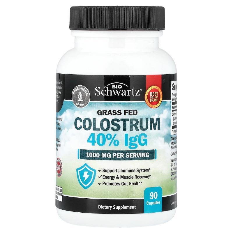 BioSchwartz,Grass Fed Colostrum 40% IgG, 90 Capsules (500 mg