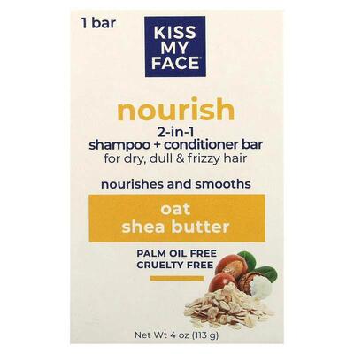 Kiss My Face,Nourish 2-in-1 Shampoo + Conditioner Bar, For D