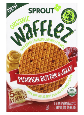 Sprout Organics,Wafflez，蓝莓苹果味，5 包，每包 0.63 盎司（1